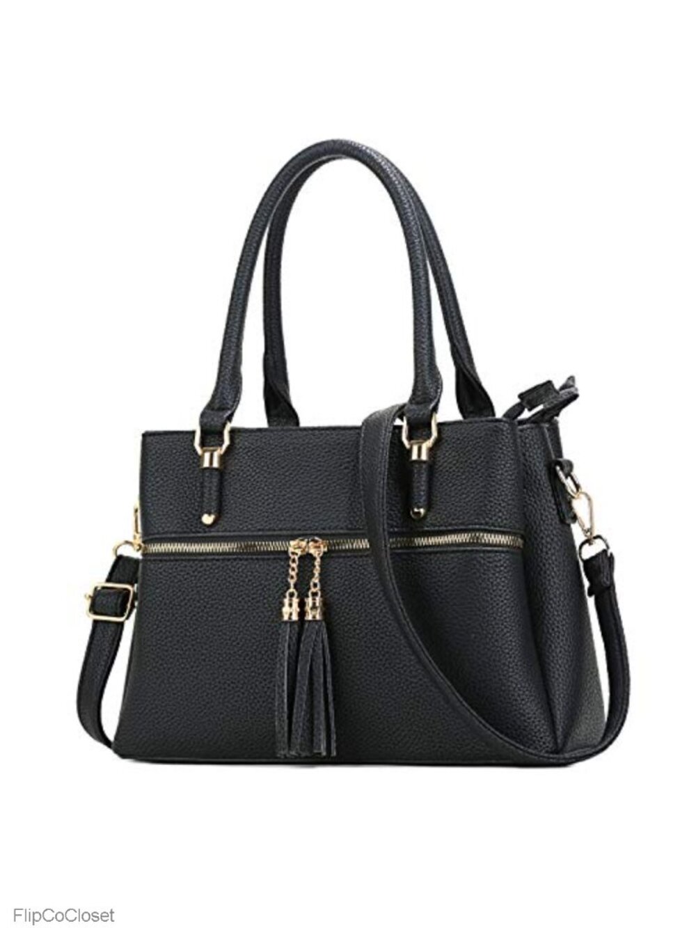 PU Leather Top Handle Satchel Handbag